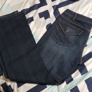 Canyon River Blues. Dark blue, wide-leg Jean's.